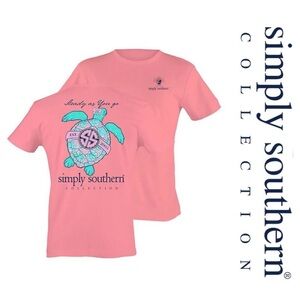 Simply Southern | "Steady as You Go" Turtle Pink Short Sleeve Tee | Size Medium